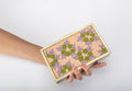 Flower Swag Beige Clutch